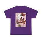 Hummingbird Flight Tee — Vintage Botanical Bird Art Cotton T-Shirt