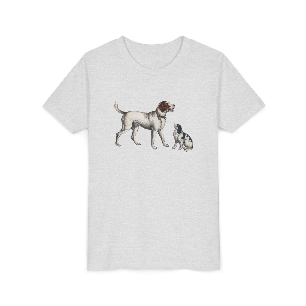 Youth Tee — Vintage Dog Illustration Kids T‑Shirt (Pointer & Puppy)