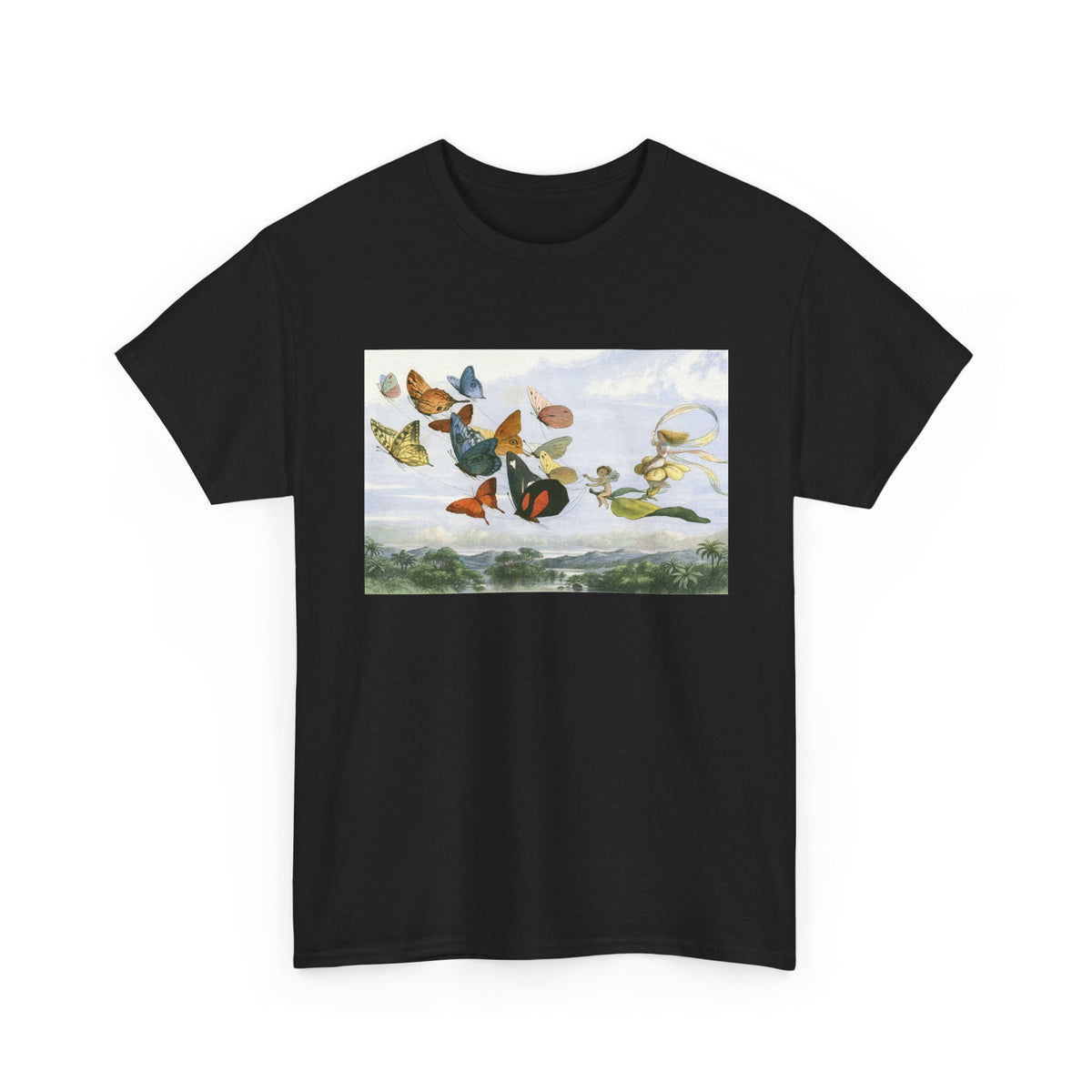 Butterfly Sky Graphic Tee — Vintage Butterflies Nature T‑Shirt
