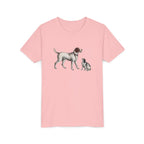 Youth Tee — Vintage Dog Illustration Kids T‑Shirt (Pointer & Puppy)