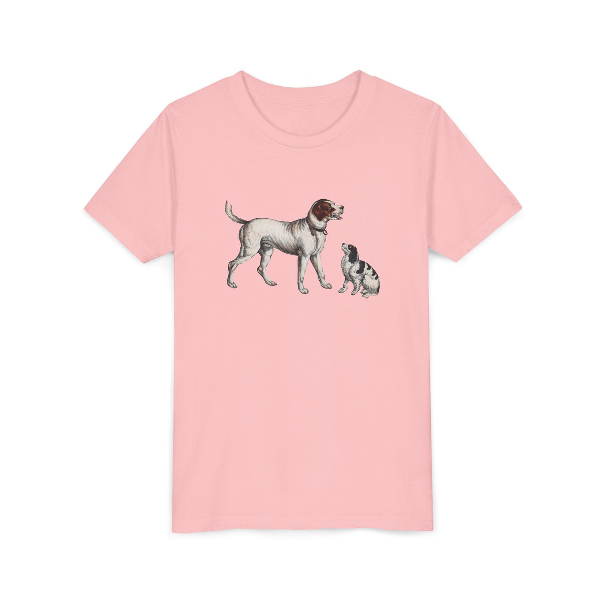 Youth Tee — Vintage Dog Illustration Kids T‑Shirt (Pointer & Puppy)
