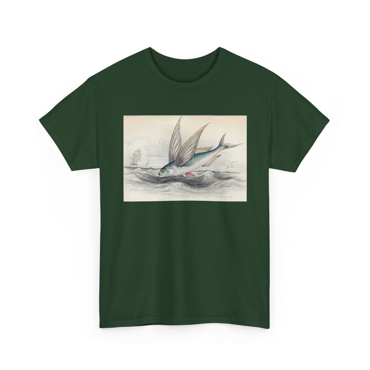 Vintage Flying Fish Tee – Nautical Art Graphic T-Shirt