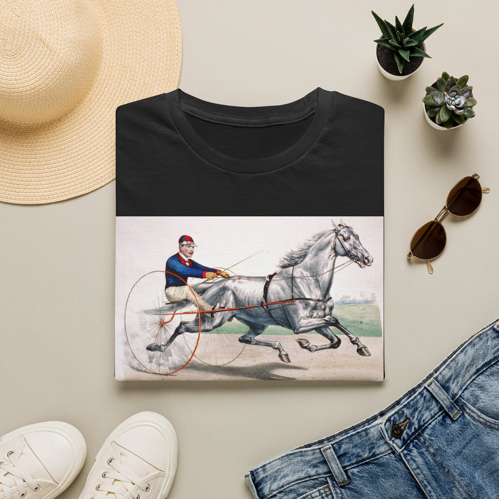 Horse Harness Racing T‑Shirt — Vintage Sulky Driver Illustration