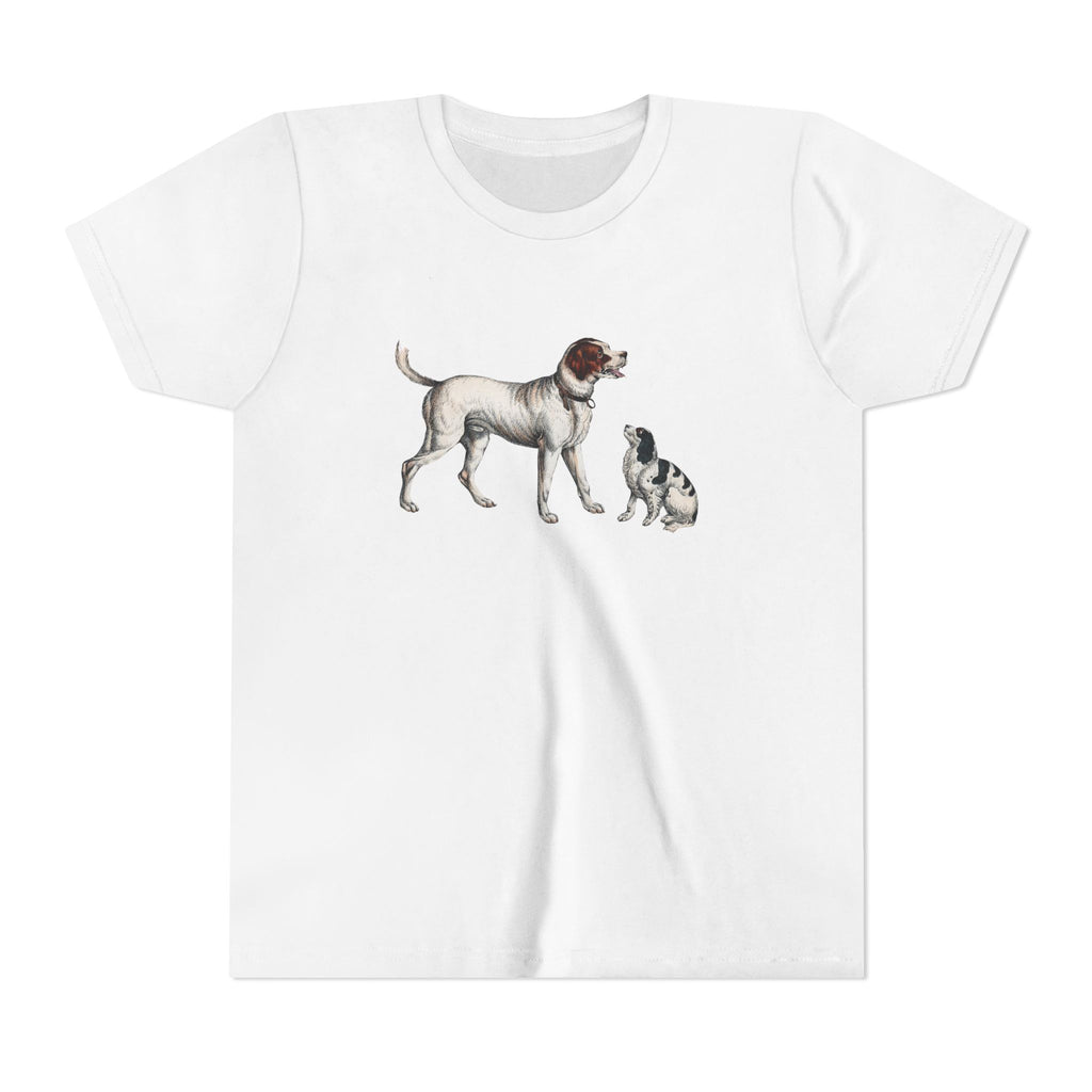 Youth Tee — Vintage Dog Illustration Kids T‑Shirt (Pointer & Puppy)