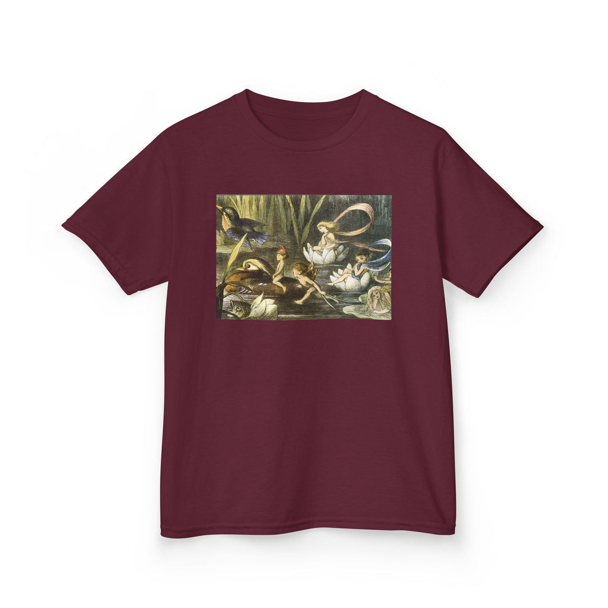 Kids T‑Shirt — Vintage Swan & Duck Pond Art Print