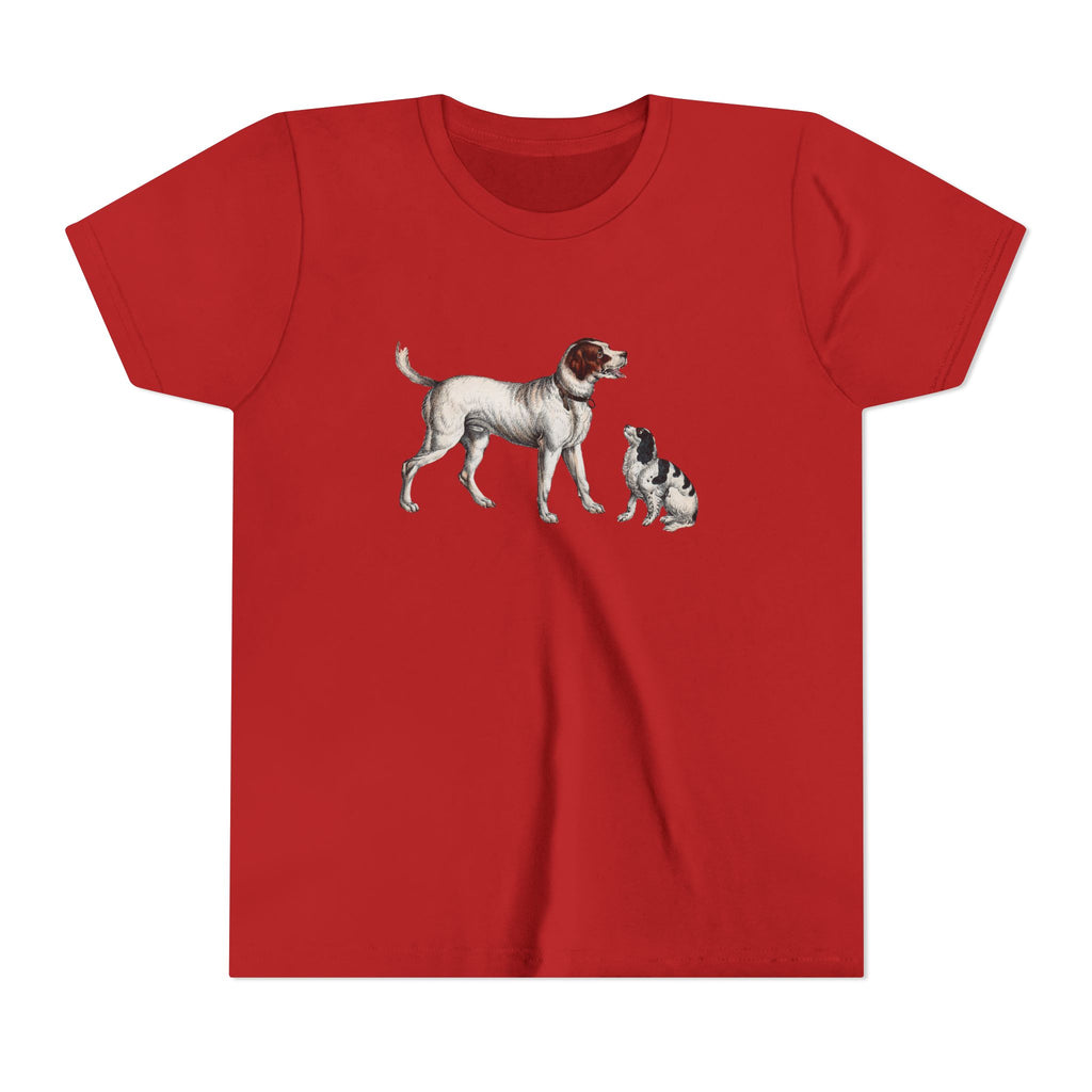 Youth Tee — Vintage Dog Illustration Kids T‑Shirt (Pointer & Puppy)