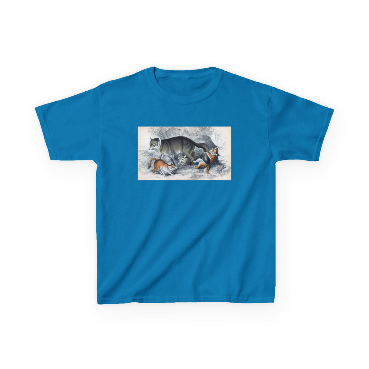 Kids T‑Shirt — Sleeping Cat with Kittens Illustration