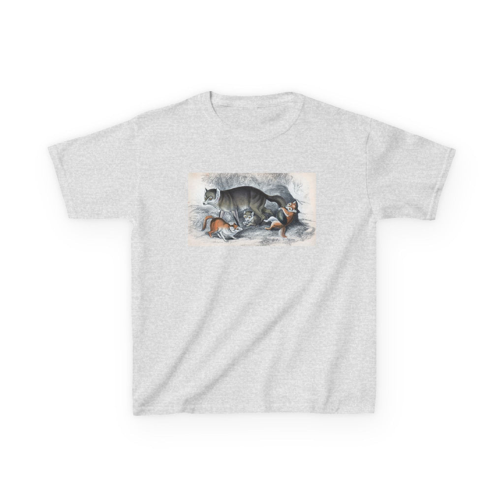 Kids T‑Shirt — Sleeping Cat with Kittens Illustration
