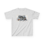 Kids T‑Shirt — Sleeping Cat with Kittens Illustration