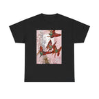 Hummingbird Flight Tee — Vintage Botanical Bird Art Cotton T-Shirt