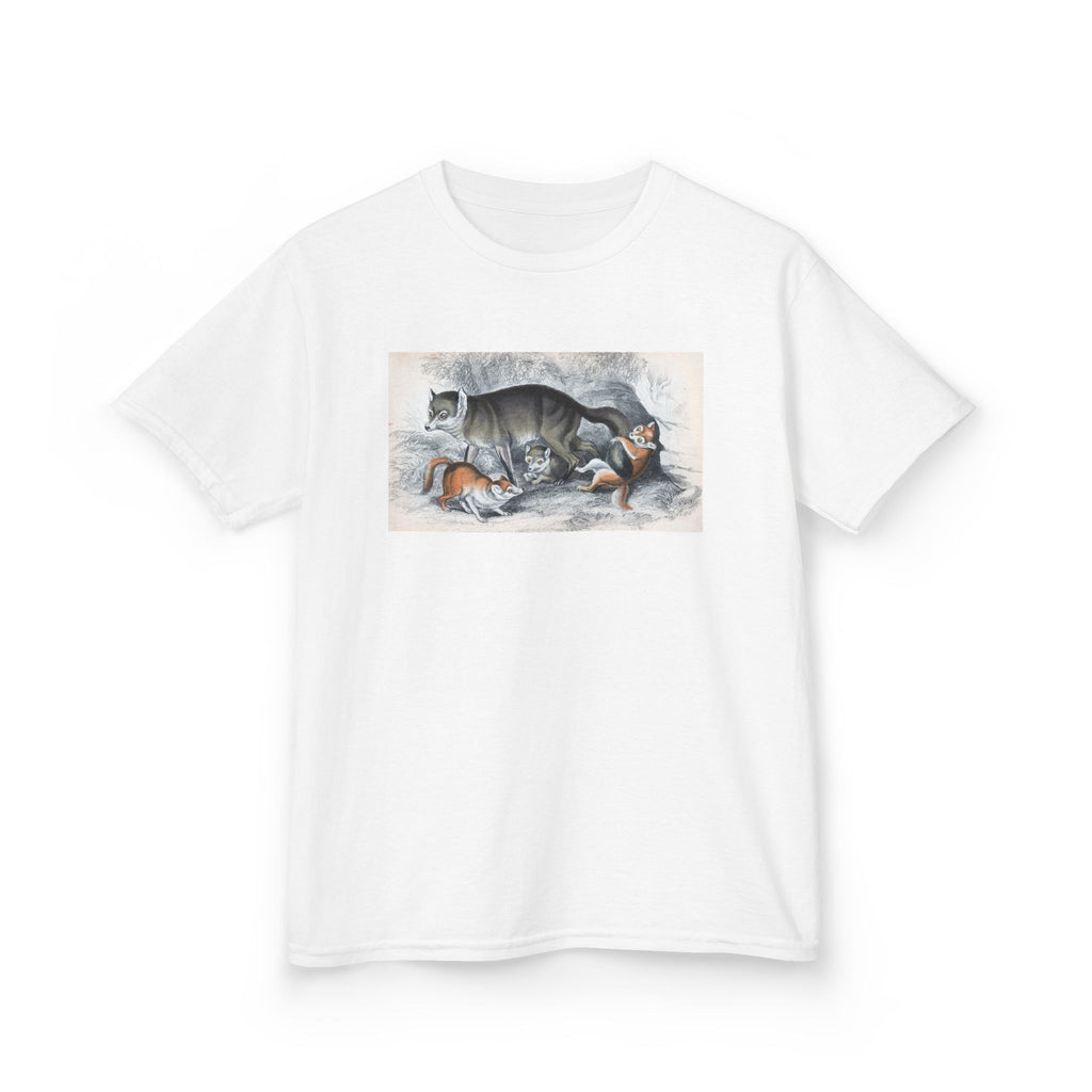 Kids T‑Shirt — Sleeping Cat with Kittens Illustration