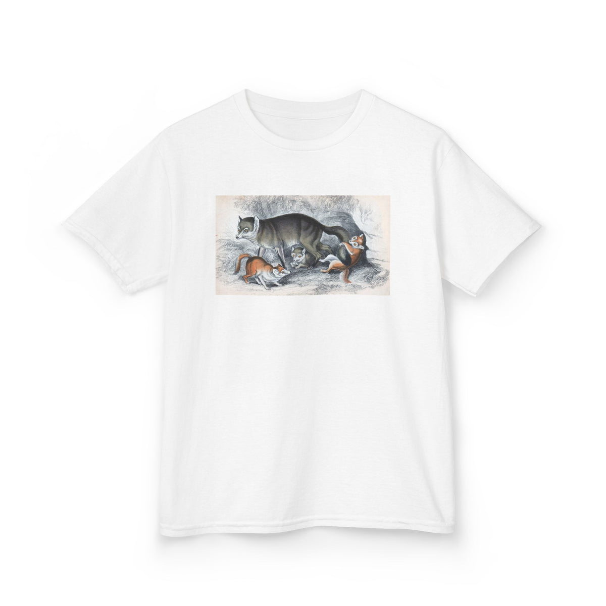 Kids T‑Shirt — Sleeping Cat with Kittens Illustration