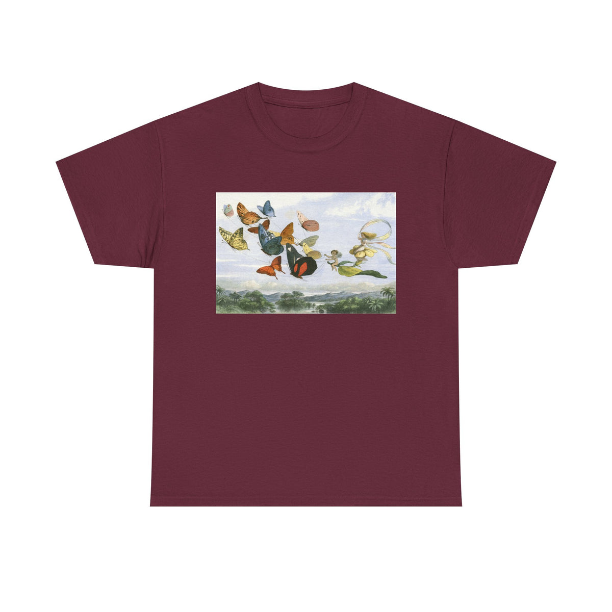 Butterfly Sky Graphic Tee — Vintage Butterflies Nature T‑Shirt