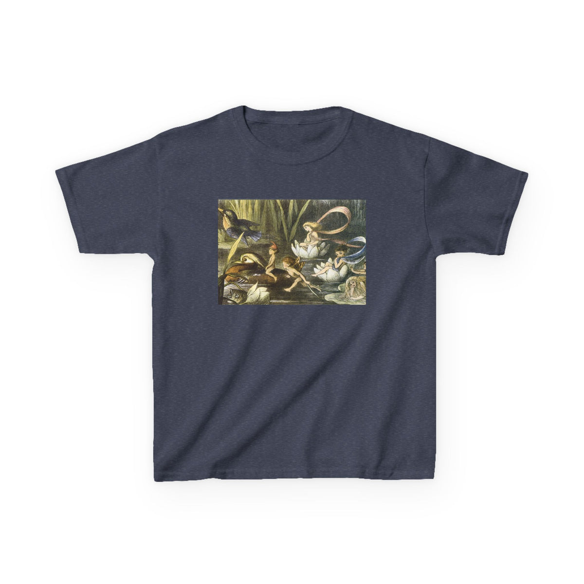 Kids T‑Shirt — Vintage Swan & Duck Pond Art Print