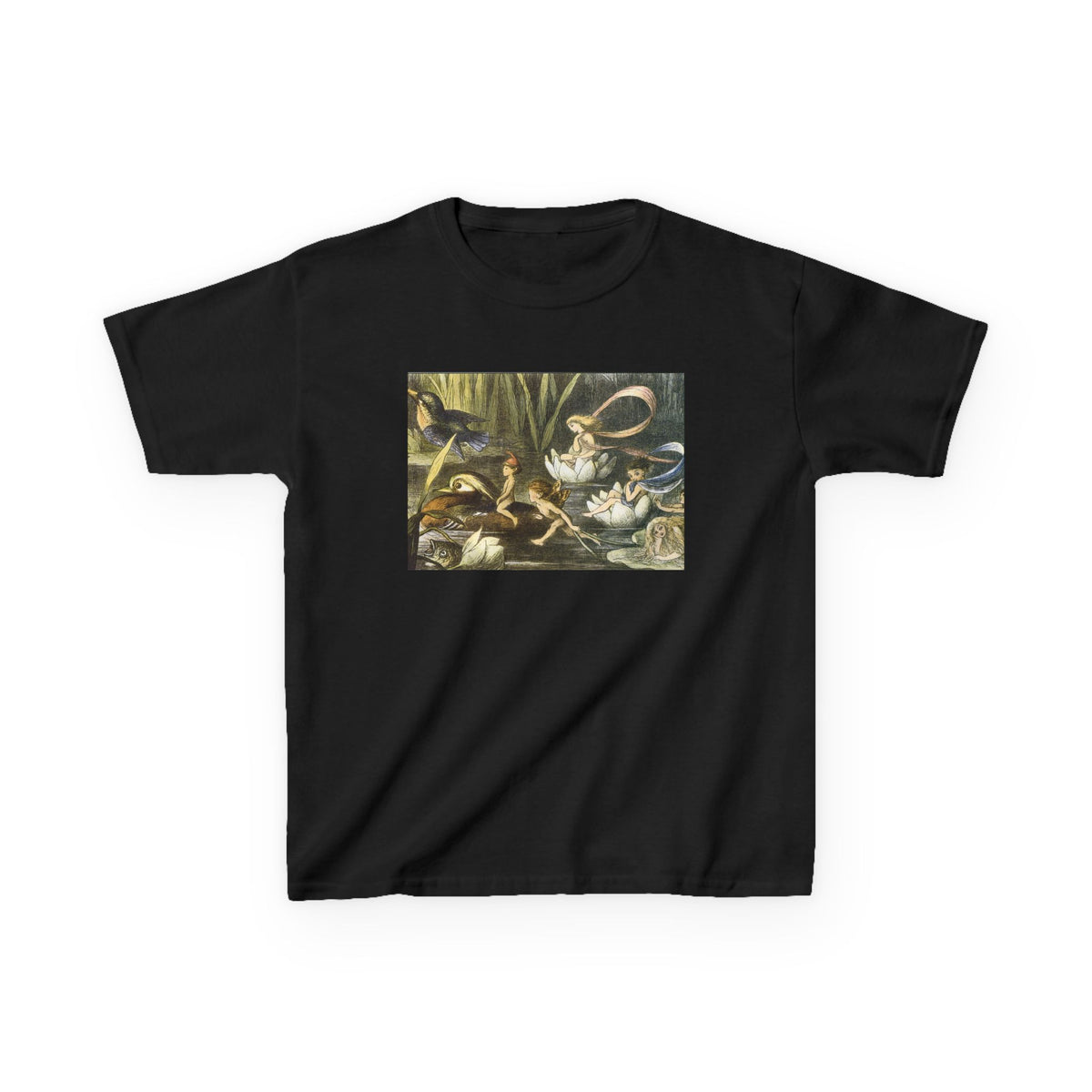 Kids T‑Shirt — Vintage Swan & Duck Pond Art Print