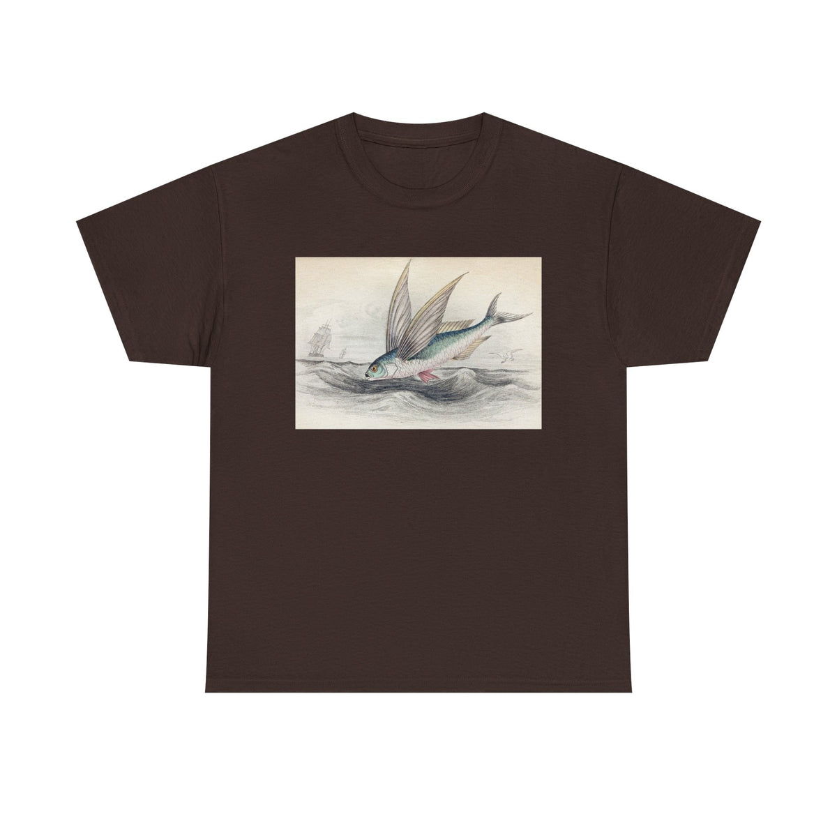 Vintage Flying Fish Tee – Nautical Art Graphic T-Shirt