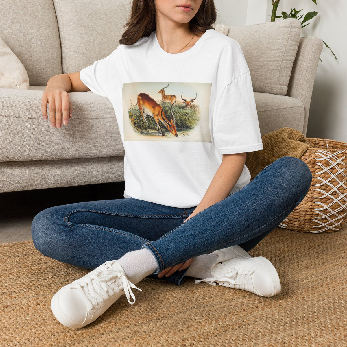 Antelope Herd Vintage Art T‑Shirt — Retro Wildlife Illustration Tee