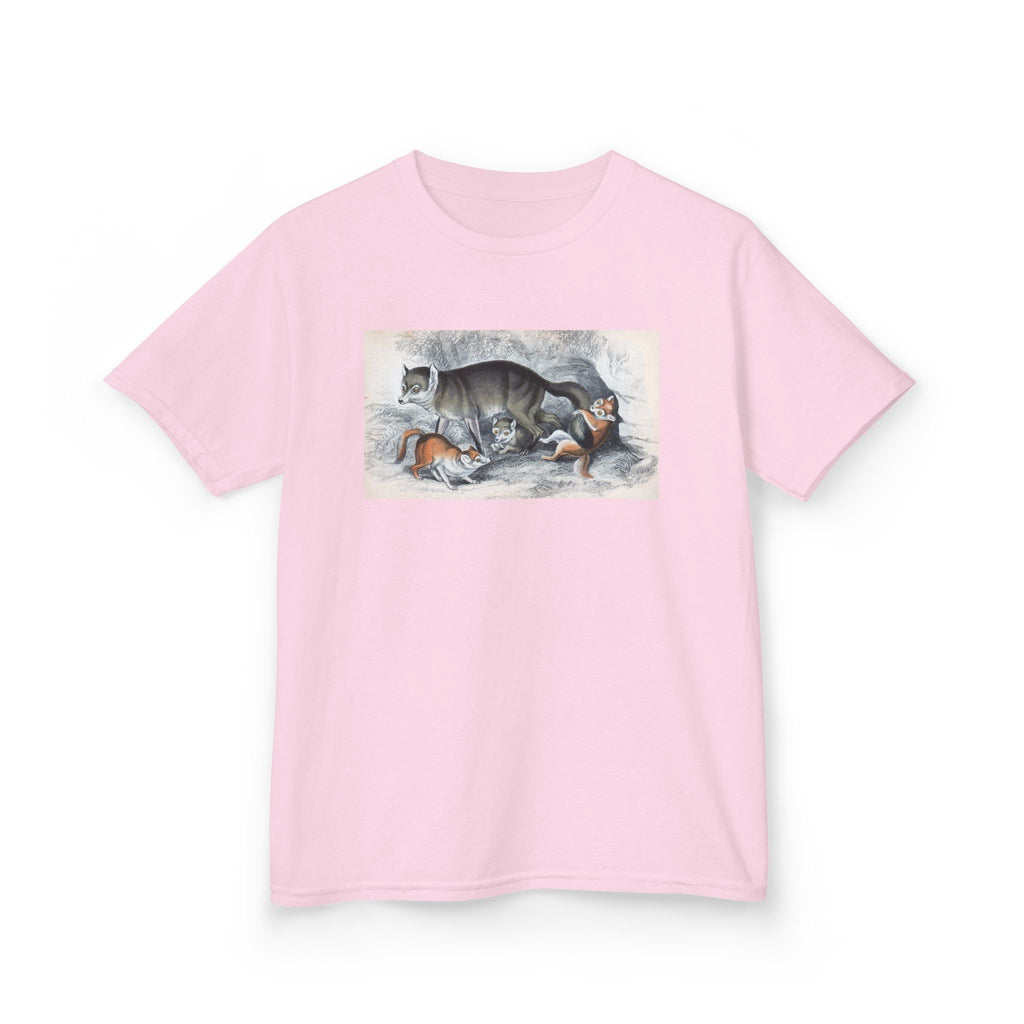 Kids T‑Shirt — Sleeping Cat with Kittens Illustration