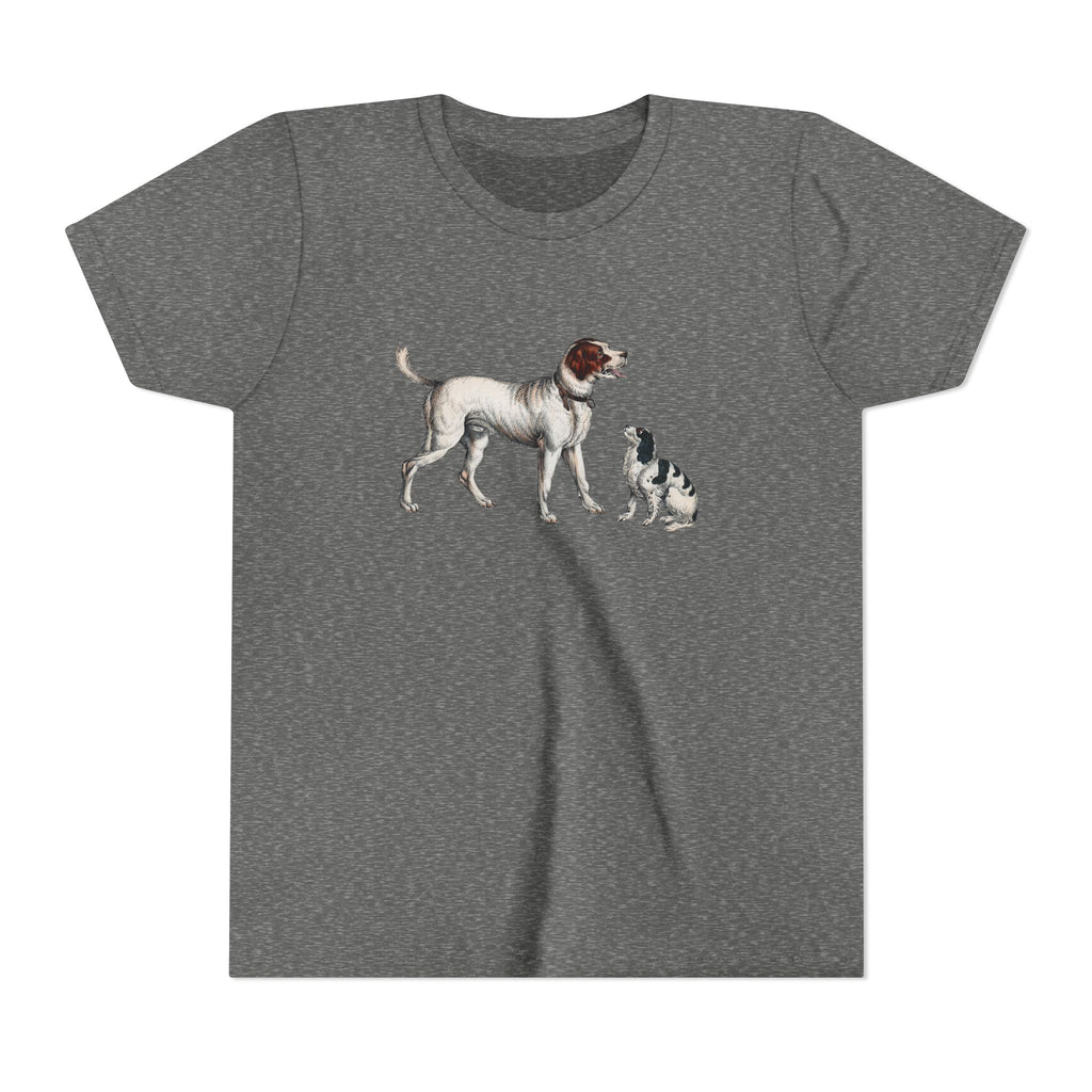 Youth Tee — Vintage Dog Illustration Kids T‑Shirt (Pointer & Puppy)