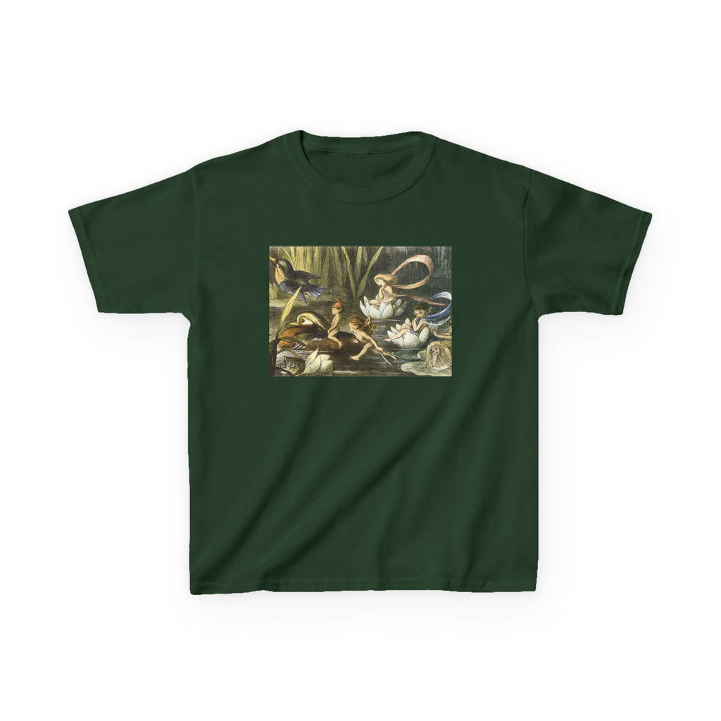Kids T‑Shirt — Vintage Swan & Duck Pond Art Print