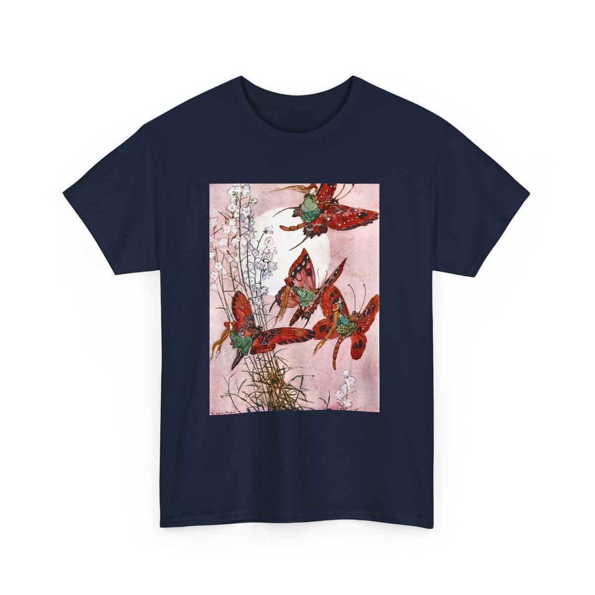Hummingbird Flight Tee — Vintage Botanical Bird Art Cotton T-Shirt