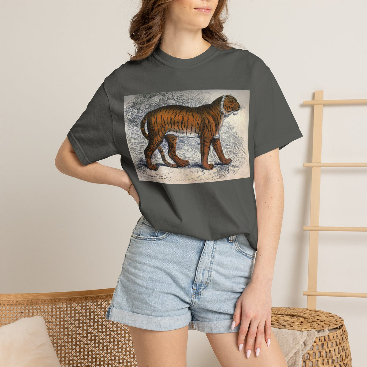 Vintage Tiger Dog Illustration T-Shirt — Retro Animal Art Tee