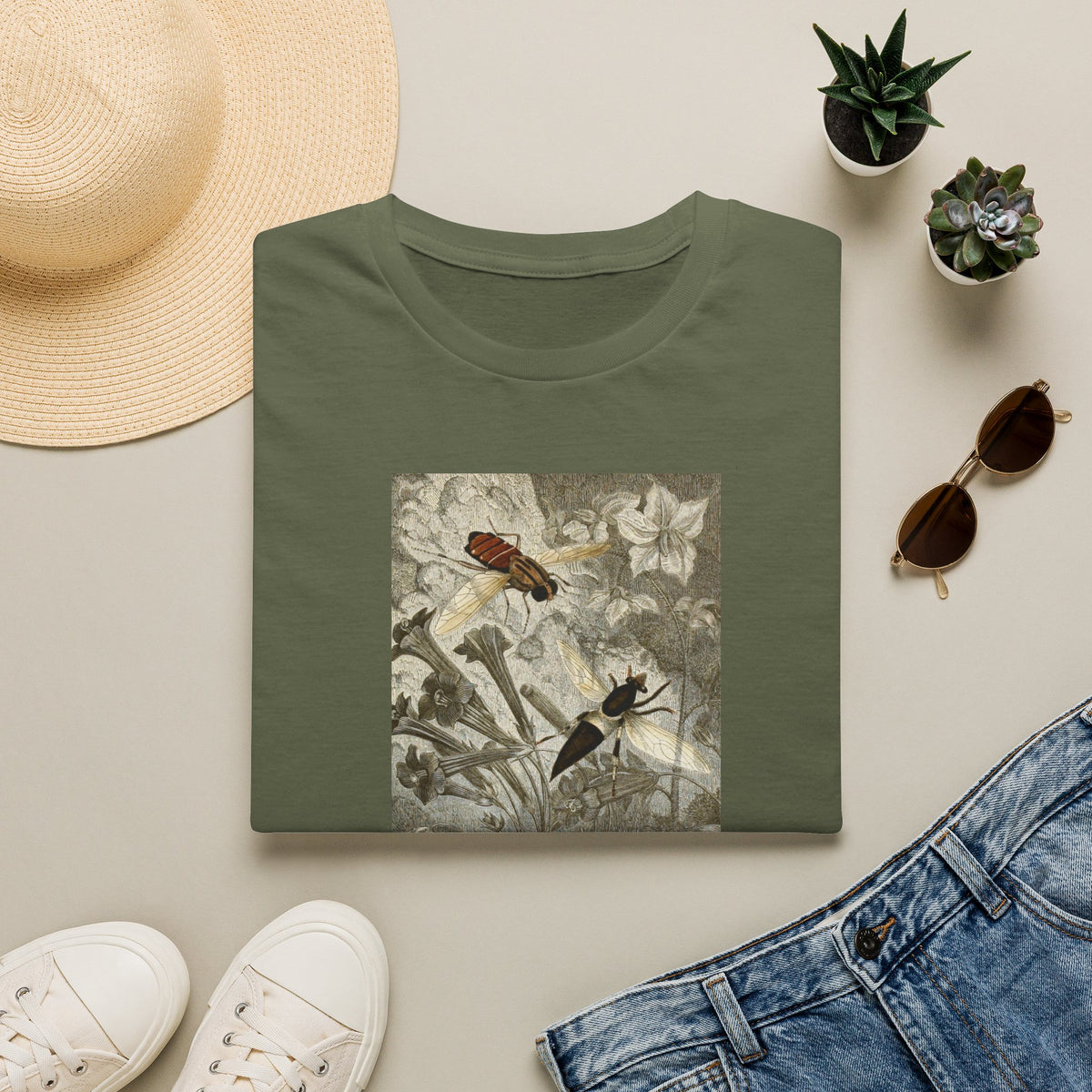 Botanical Bird Tee — Vintage Floral Nature Shirt