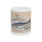Fish Illustration Ceramic Mug – Vintage Coastal Fishing Art Coffee Cup (11oz & 15oz)