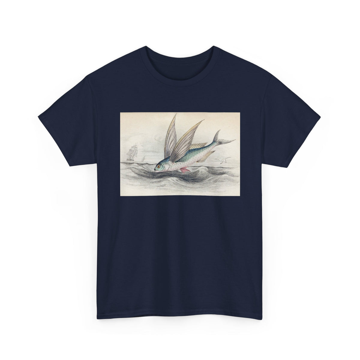 Vintage Flying Fish Tee – Nautical Art Graphic T-Shirt