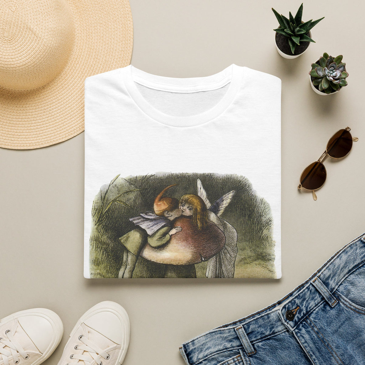 Angel Mushroom T-Shirt — Whimsical Woodland Fairy Illustration