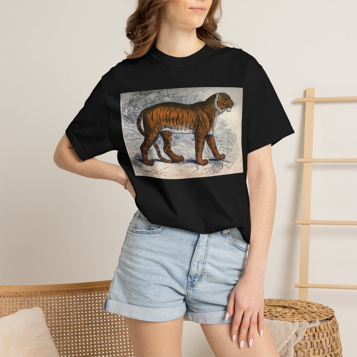 Vintage Tiger Dog Illustration T-Shirt — Retro Animal Art Tee