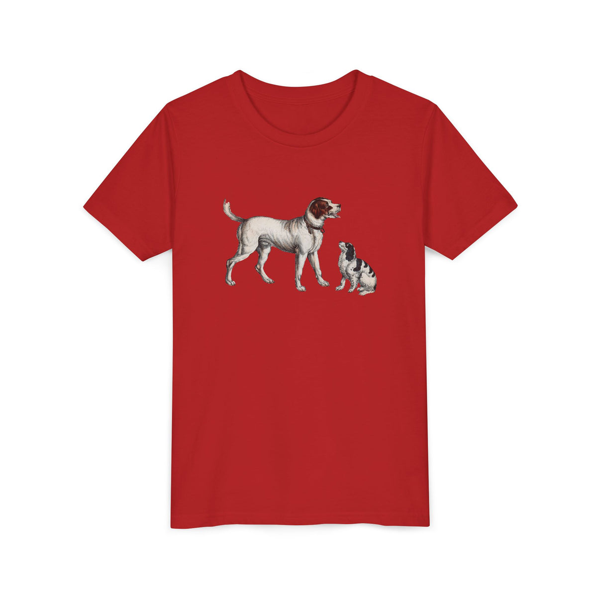 Youth Tee — Vintage Dog Illustration Kids T‑Shirt (Pointer & Puppy)