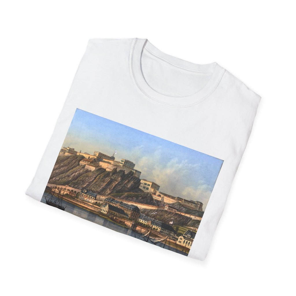 Vintage Harbor Scene T-Shirt — Nautical Coastal Landscape Tee