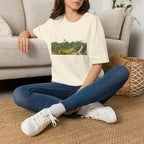 Vintage Botanical Landscape T-Shirt — Retro Garden Illustration Tee
