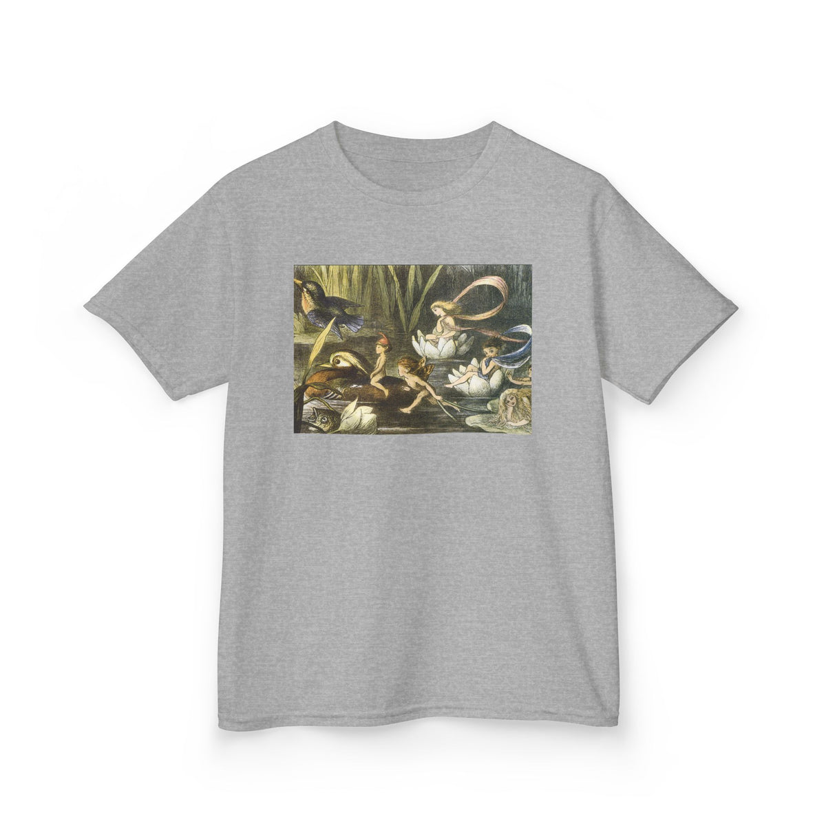 Kids T‑Shirt — Vintage Swan & Duck Pond Art Print