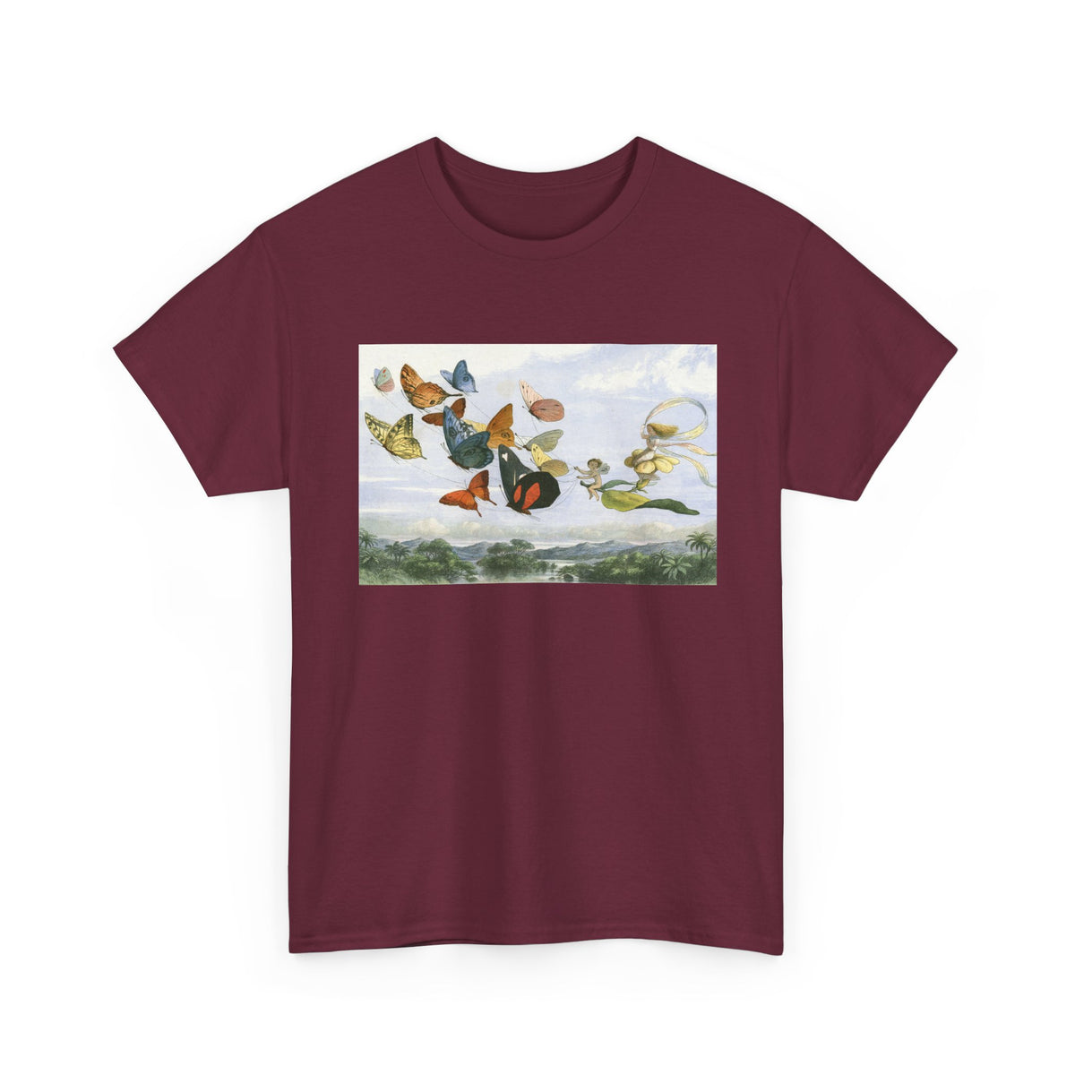 Butterfly Sky Graphic Tee — Vintage Butterflies Nature T‑Shirt