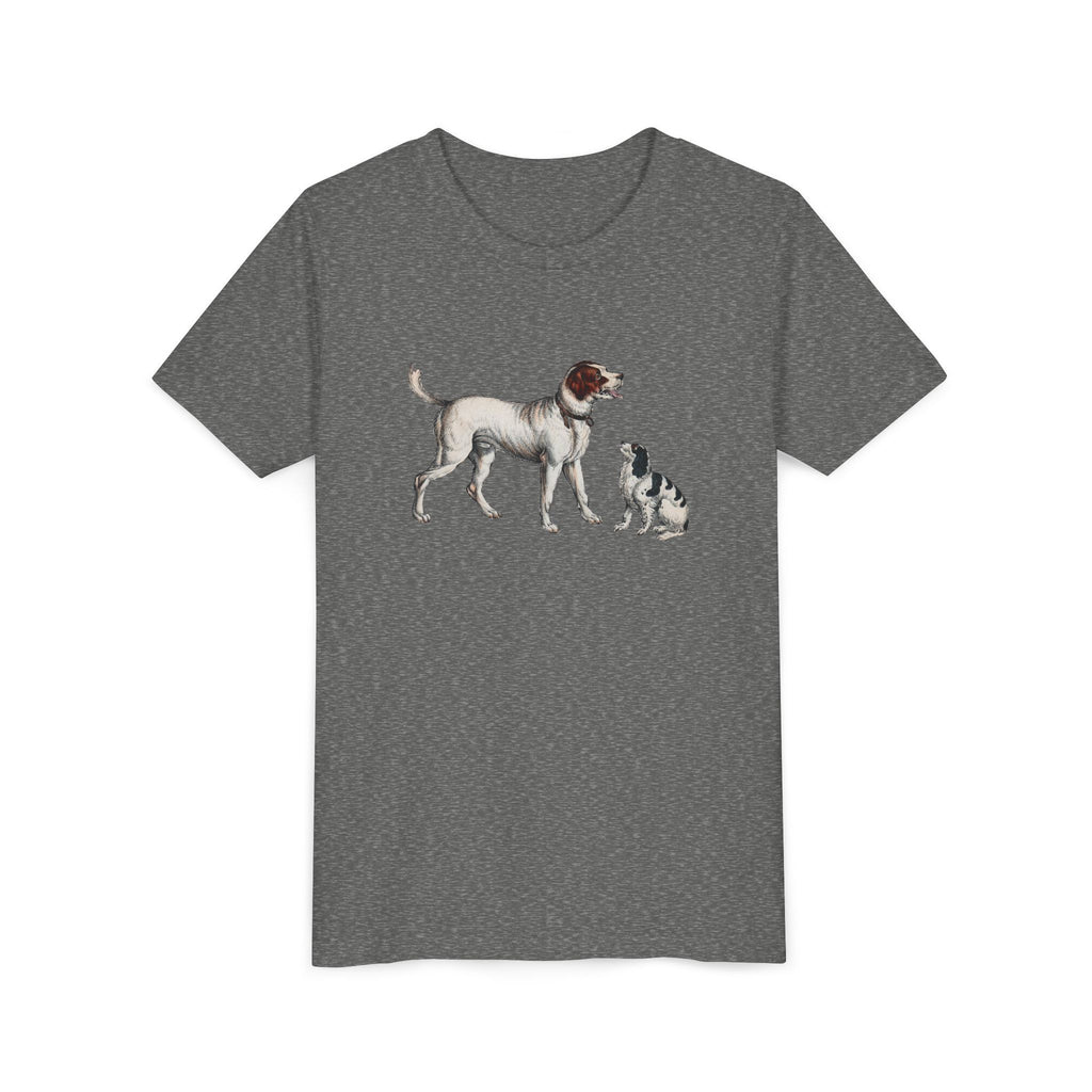 Youth Tee — Vintage Dog Illustration Kids T‑Shirt (Pointer & Puppy)