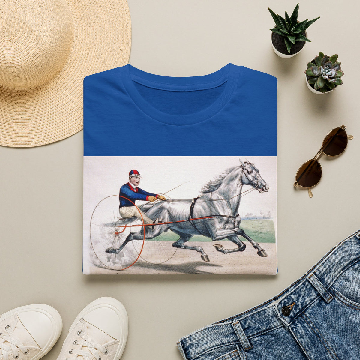 Horse Harness Racing T‑Shirt — Vintage Sulky Driver Illustration