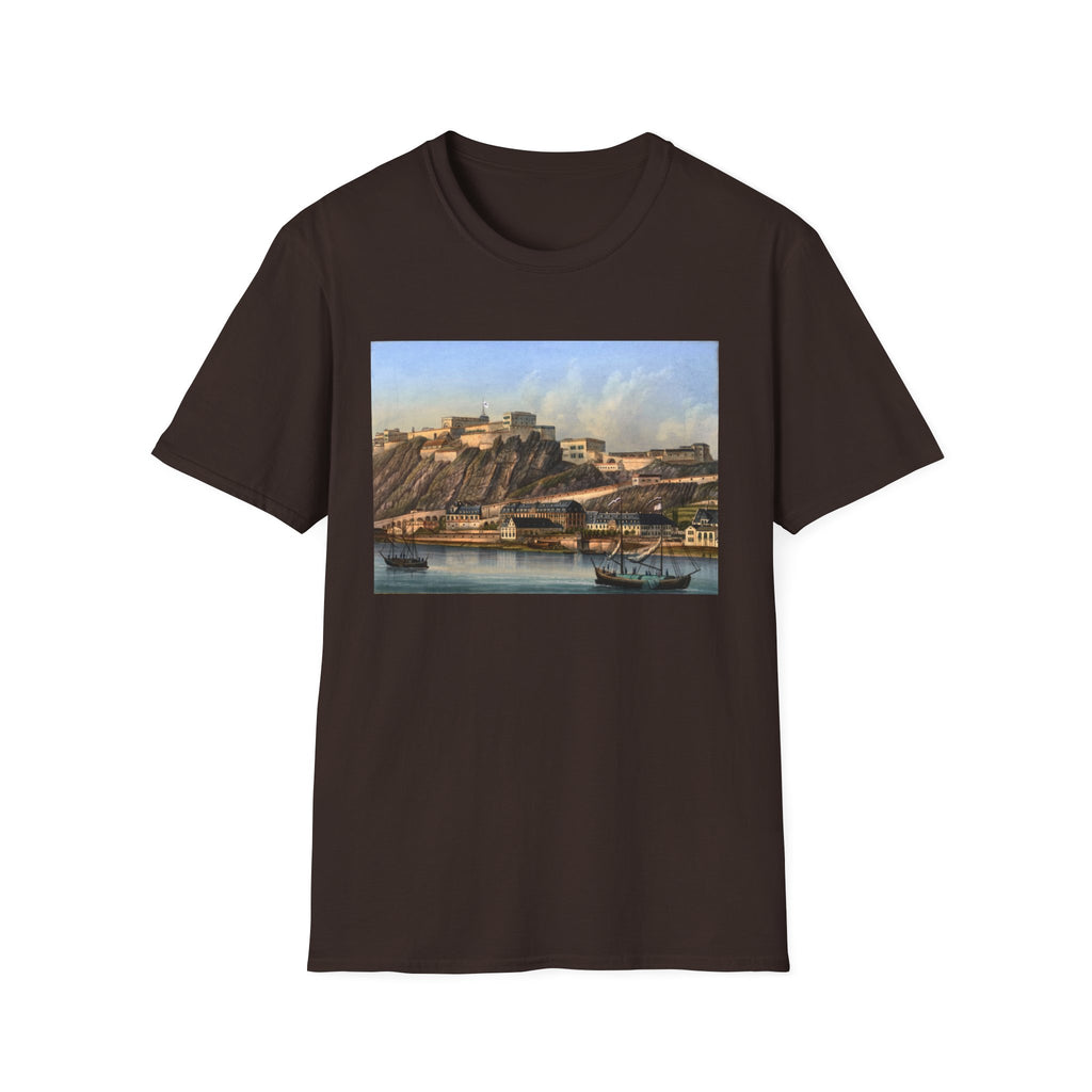 Vintage Harbor Scene T-Shirt — Nautical Coastal Landscape Tee