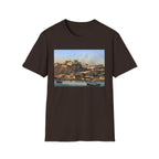 Vintage Harbor Scene T-Shirt — Nautical Coastal Landscape Tee