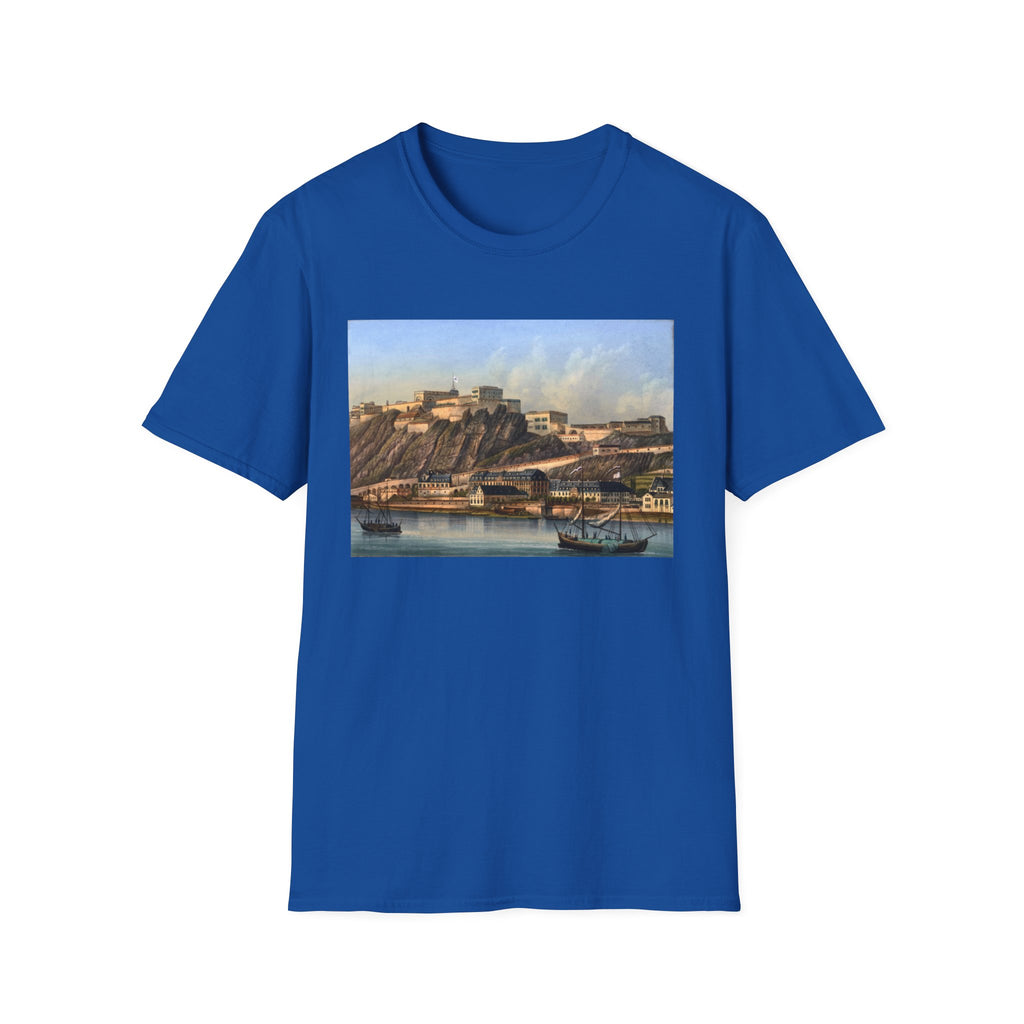 Vintage Harbor Scene T-Shirt — Nautical Coastal Landscape Tee