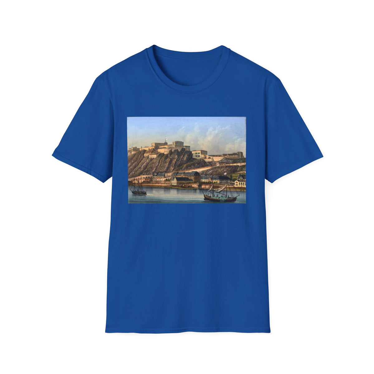 Vintage Harbor Scene T-Shirt — Nautical Coastal Landscape Tee