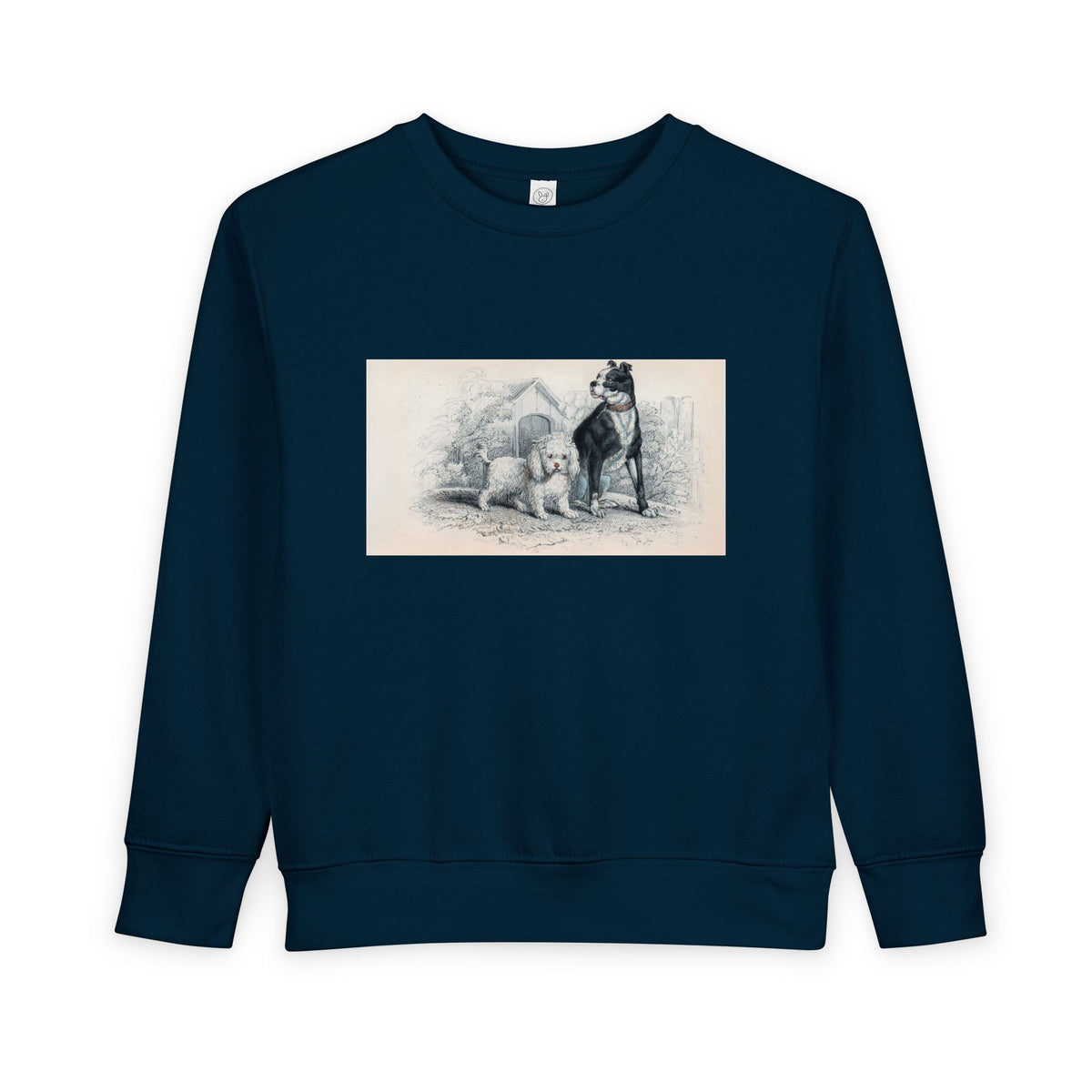 Vintage Dog Illustration Toddler Sweatshirt — Cute Puppy & Doberman Crewneck