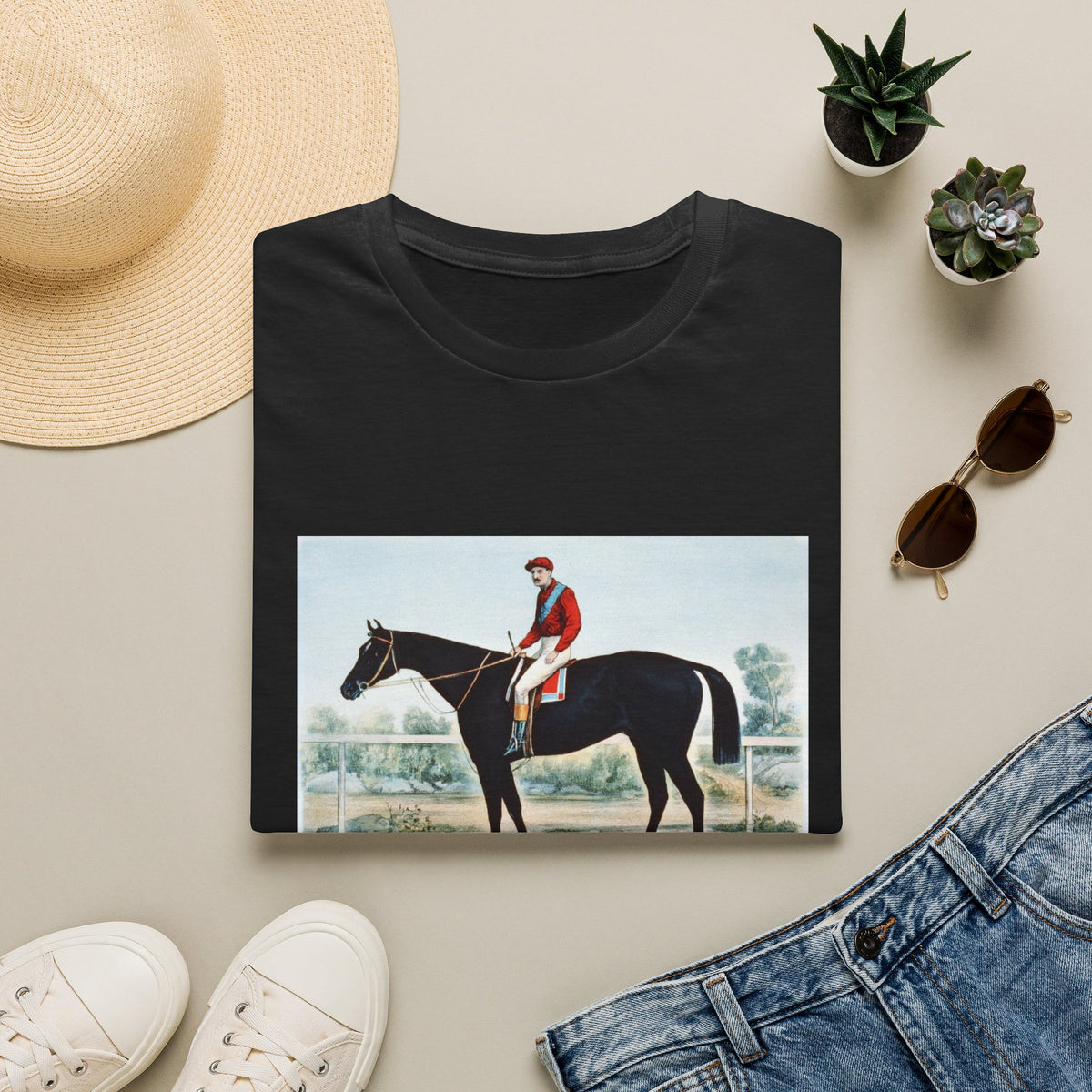 Horse Racing Jockey T-Shirt — Vintage Equestrian Print Tee