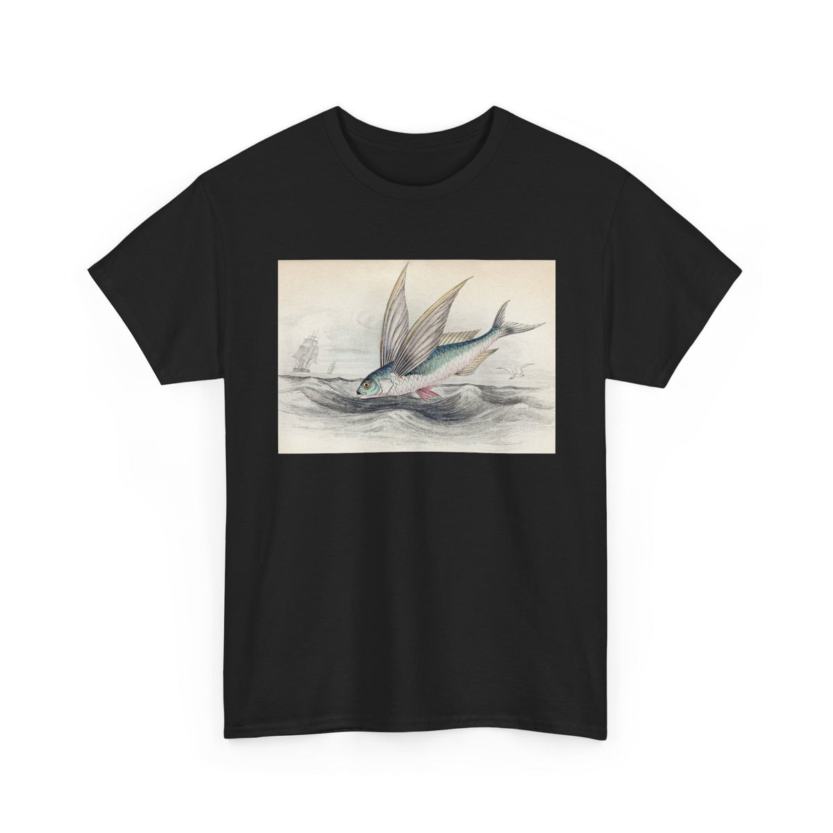 Vintage Flying Fish Tee – Nautical Art Graphic T-Shirt
