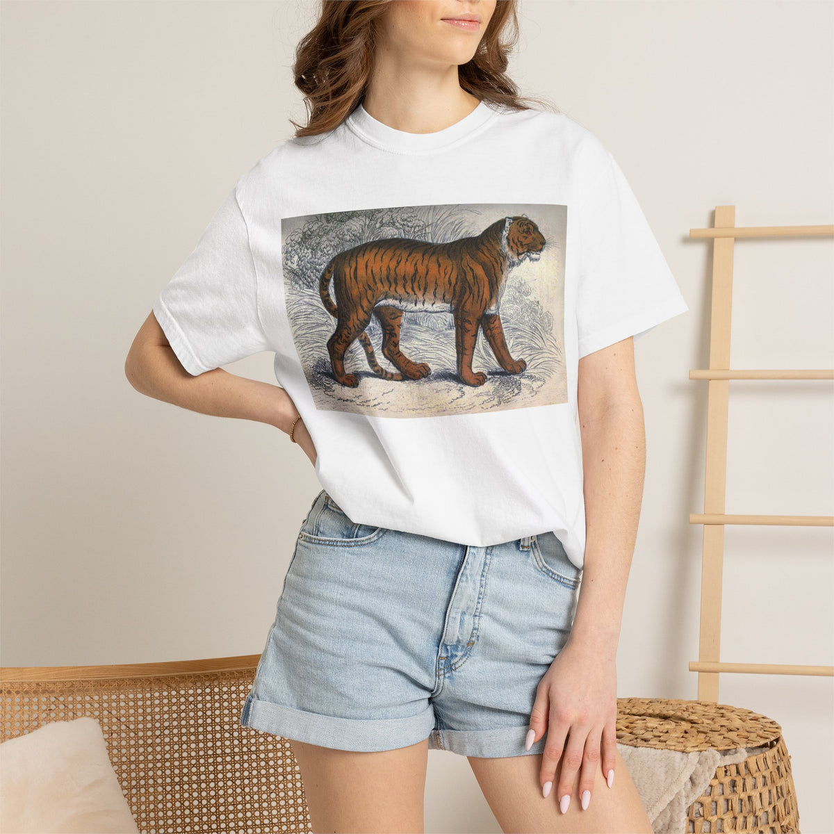 Vintage Tiger Dog Illustration T-Shirt — Retro Animal Art Tee
