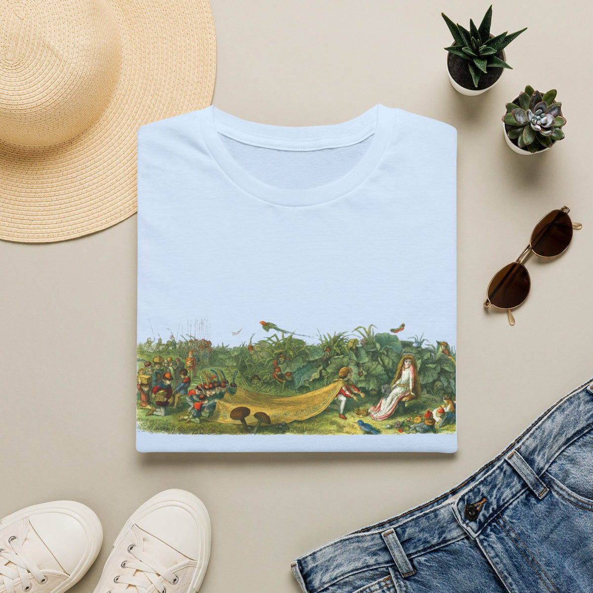 Vintage Botanical Landscape T-Shirt — Retro Garden Illustration Tee