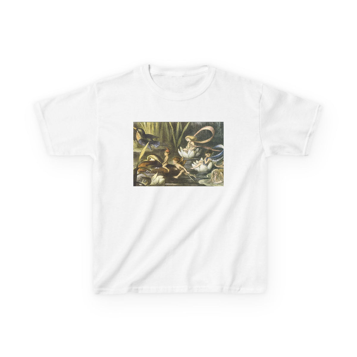 Kids T‑Shirt — Vintage Swan & Duck Pond Art Print
