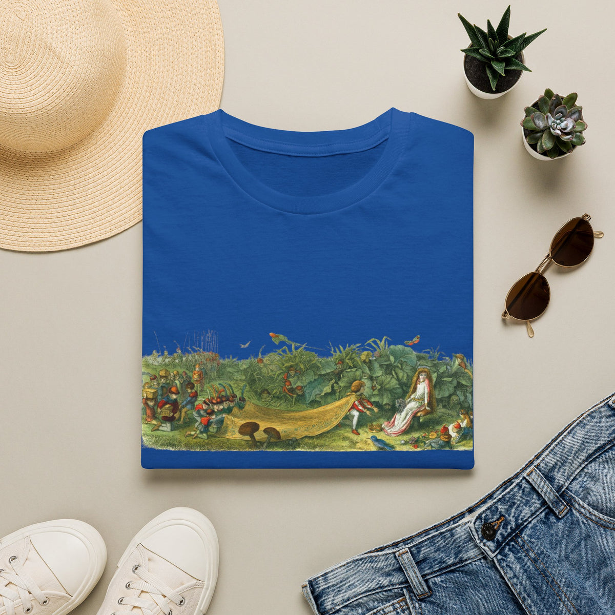 Vintage Botanical Landscape T-Shirt — Retro Garden Illustration Tee