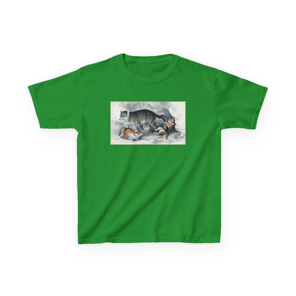 Kids T‑Shirt — Sleeping Cat with Kittens Illustration